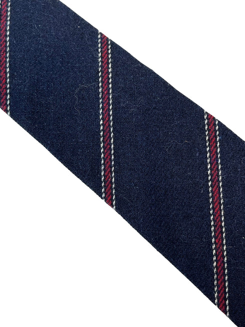 navy and red club striped school style cotton tie